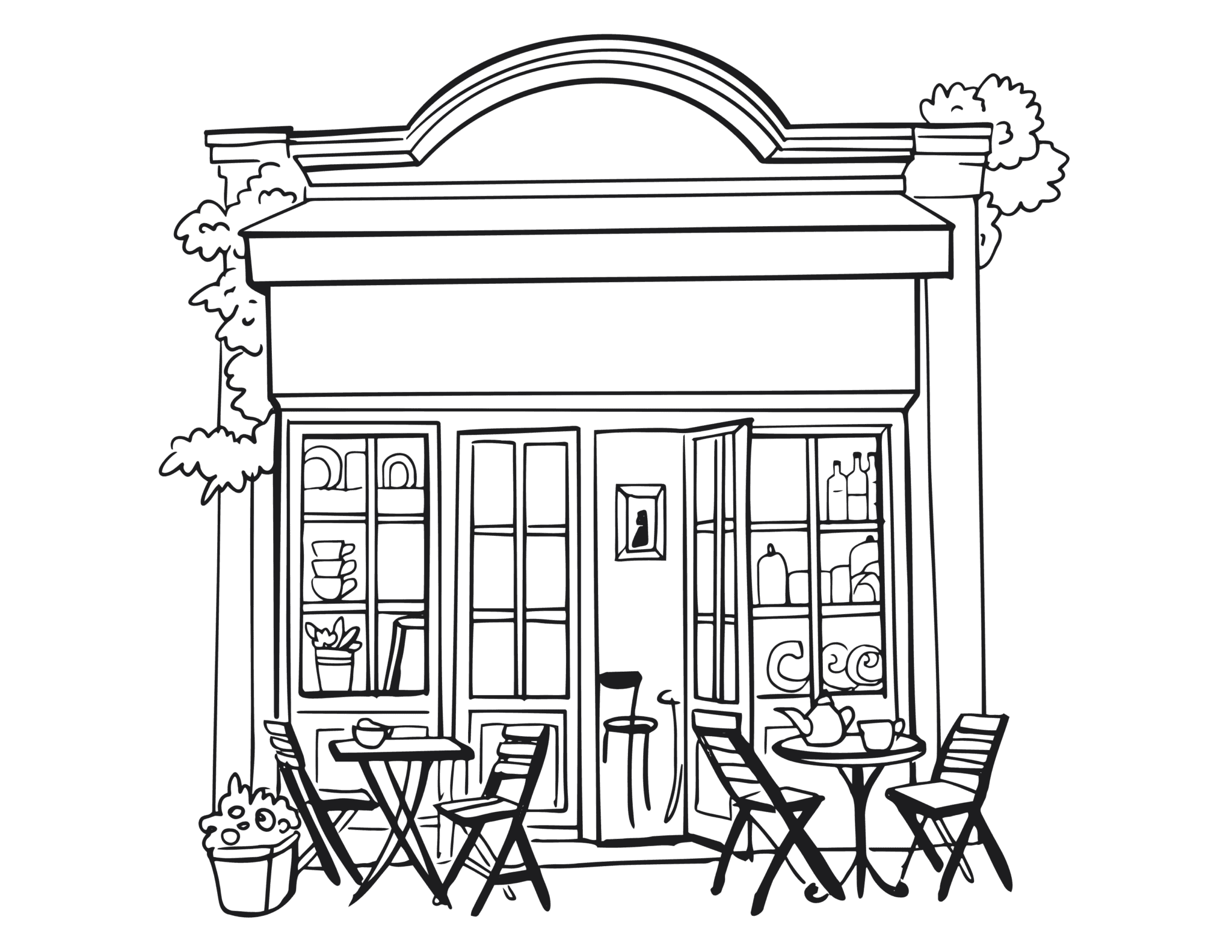 Illustration of a commercial storefront maintained by Space Care property services